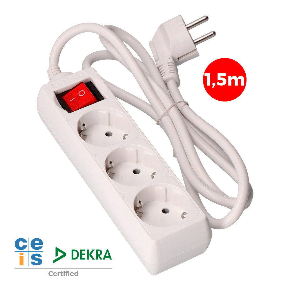 EDM regleta Schuko 3 tomas con interruptor